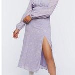 Forever 21 Lilac Lavender Ditsy Floral High Neck Victorian Open Back Boho Empire Maxi Dress Photo 0