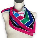 Vintage Scarf Maximalist Stripe Colorful Square Twee Pop Art Pink White Funky Photo 0