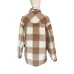 AQUA Tan White Plaid Shacket Jacket Coat Medium Pockets Button Front EUC Photo 4