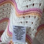 Sincerely Jules Knit Sweater Medium Cream Rainbow Wave Crochet Boho Beachy Pink Photo 3