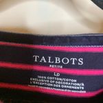 Talbots Navy Blue Boat Neck Tee Shirt Striped Preppy Nautical Sz Petite Large Photo 7