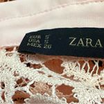 ZARA  Peach Guipure Lace Button Up Top Size Small Photo 7