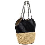 Stella McCartney Black ‘Falabella’ Medium Raffia Tote Bag Photo 5