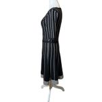 Gabby Skye  Fit & Flare Sweater Dress Black Cream Stripe Small Neutral Minimalist Photo 4