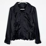White House | Black Market Smocked Anorak Jacket Black Full Zip Size Medium Photo 3