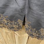 Lillie Ruben Black Silk with Gold embroidered Flowers Mini Pencil Skirt Size undefined Photo 3