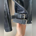 Gianni Bini  Distressed Blue Leather Moto Jacket Women’s Size XS Photo 6