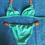 Stylish Green Bikini with Tan Accents NWOT Blue Photo 1