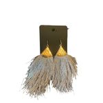 Antique gold and silver gray threaded tassel earrings Silver Photo 0