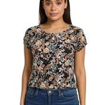 VERO MODA Black Floral Easy Short Sleeve Blouse – Size XS Photo 0