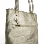 J.Crew metallic tote bag with zippered compartments leather gold shoulder purse Photo 0