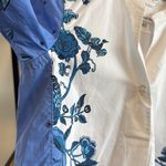 Le Sarte Pettegole Italian Engineered Flower Print Crisp Popover Floral Woven Bl Blue Size 6 Photo 2