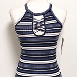 Wishful park Ribbed Stripe Key Hole Sleeveless Tank NWT Juniors Small Racerback Photo 0