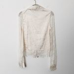 Rachel Parcell [] White Lace Button Down Shirt Satin Cuffs Coquette NWT Size XS Photo 4