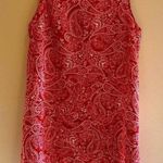 Rachel Zoe  100% Linen Shift Dress Brick Red White Paisley Sz Medium Photo 0