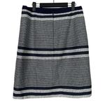J.Crew  Striped Nautical A Lined Knee Length Pencil Tweed Skirt 8 T Blue White Photo 12