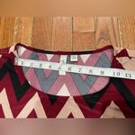 Tacera  Burgundy and Cream Zigzag Top Photo 8