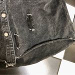 Distressed Denim Faded Black Jean Jacket Denim Button Front Raw Hem Oversized L Size L Photo 1
