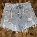 Adika  Rhinestone Denim Shorts Photo 0