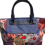 Oilily Floral Print Tote Bag Mixed Pattern Top Handle Crossbody Multicolor 12x11 Blue Photo 1