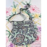 Vera Bradley  Quilted Crossbody Bag Mint Paisley Blue Gray Orange Floral Zip Photo 1