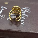 Handmade Mexican Crazy Lace Agate Cabochon Stainless Steel Ring in Golden Tone Adjustable Photo 7