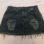 Forever 21 Distressed Black Denim Skirt Photo 0