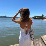 Caravelle Zara dress mini halter neck striped white back tied casual summer vacation Photo 4