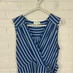 Monteau Blue White Striped Faux Wrap Mini Dress Size L Photo 2