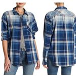 Current/Elliott  Plaid Long Sleeve Button-Down Boyfriend Shirt Blue Women's 3 / L Photo 1