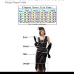 Fundaisy XL Flapper 20s Gatsby Midi Dress Sequins Fringe Capped Sleeves Gold Photo 11