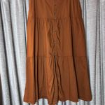 Old Navy Tiered Button Front A-Line Brown Midi Skirt in Size Large Photo 1