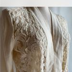 Covington  Vintage crop top sweater Elegant Cream Lace Cardigan long sleeve M Photo 3