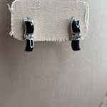 Taxco Sterling Silver 950 Black Onyx hinge Earrings Vintage Photo 5