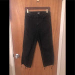 Old Navy Stretch denim Wide leg cropped jeans raw hem sz 8 black denim Photo 1