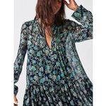 Free People Bohemian See it through Maxi Dress Twilight Floral Small Retro 70s Photo 10