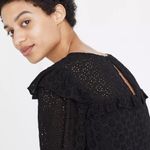 Madewell  Black Eyelet Waterlily Ruffle Whimsigoth Romantic Mini Dress Size 12 Photo 2