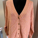Candace Cameron Bure Orange Space Dye Oversized Button Front Cardigan Sweater L Size L Photo 0