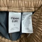 Open Edit  Size Large Tan Faux Leather Wide Leg Pants Pull On Minimalist Casual Photo 3