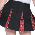 Hot Topic Skelanimals Plaid Contrast Pleated Skull Skirt Black Red Size SM Photo 10