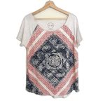 Lucky Brand Handkerchief T-Shirt Womens Size L Paisley Patriotic Americana Photo 5