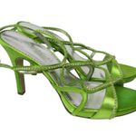 Vintage Y2K Michelangelo Lime Green Rhinestone Heels Size 8.5 Photo 1