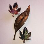 Vintage Gold Tone Leaf Shaped Brooch Set Photo 1