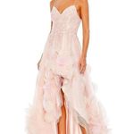 Mac Duggal  Embellished Floral High Low Sleeveless Gown in Petal Pink Size US 8 Photo 10