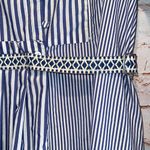 Max Mara weekend Dress striped cotton 4 stand up collar blue white belted pockets Photo 8