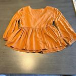 Derek‎ Heart Small Orange Lace Trim Babydoll Blouse Top Long Sleeve Photo 5