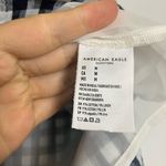 American Eagle Navy Blue & White Gingham Notched Mini Skirt Photo 6