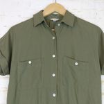 Max Studio Shirt Dress Womens XS Olive Army Green Utility Pockets Button SS Photo 1