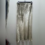 POLO RALPH LAUREN Flared Velvet Midi Skirt in desert 8 “slip style” Silver Photo 5