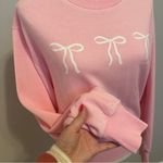 Sassy Shortcake Boutique Brand Crewneck Bow Sweatshirt Pink Photo 2